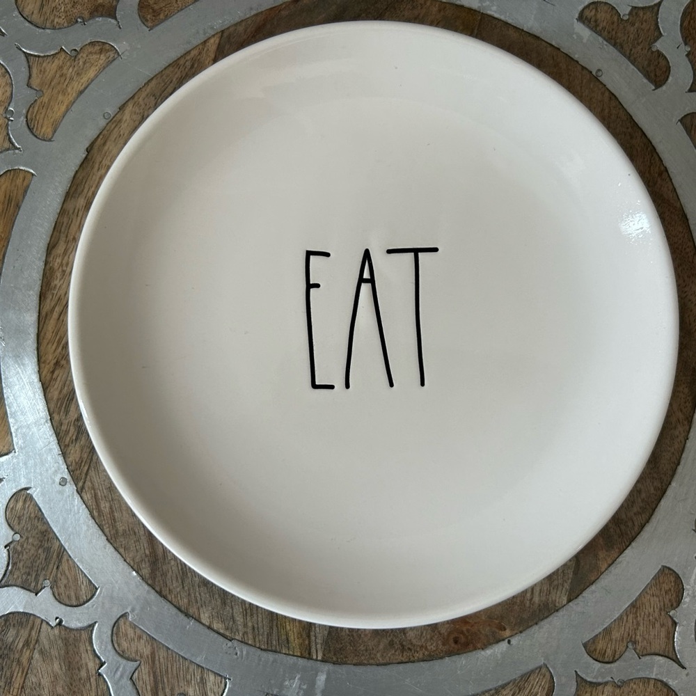 Rae Dunn White Ceramic Plate Set of 4 plates